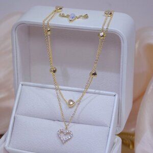 Gold Layered Heart Necklace NIB